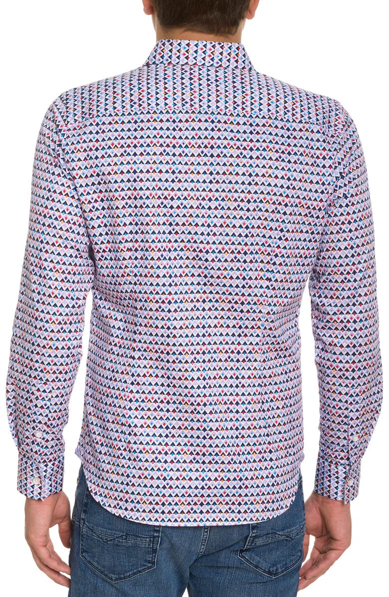 Robert Graham Sanders Geo Print Button-Up Shirt, Alternate, color, 