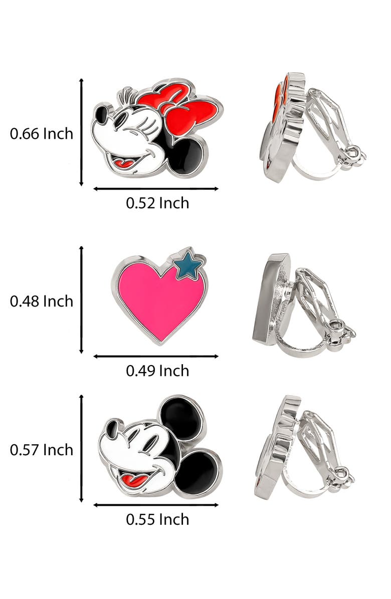 Disney Minnie and Mickey Mouse Clip On Earrings, 3-Pack, Alternate, color, Multicolor