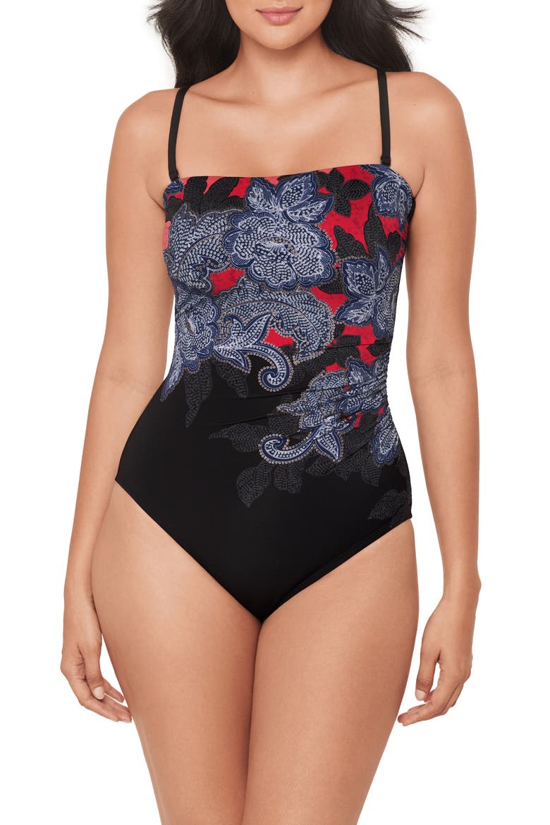 Steel Magnolias Avanti Bandeau One-Piece Swimsuit, Alternate, color, BLK/ MULTI