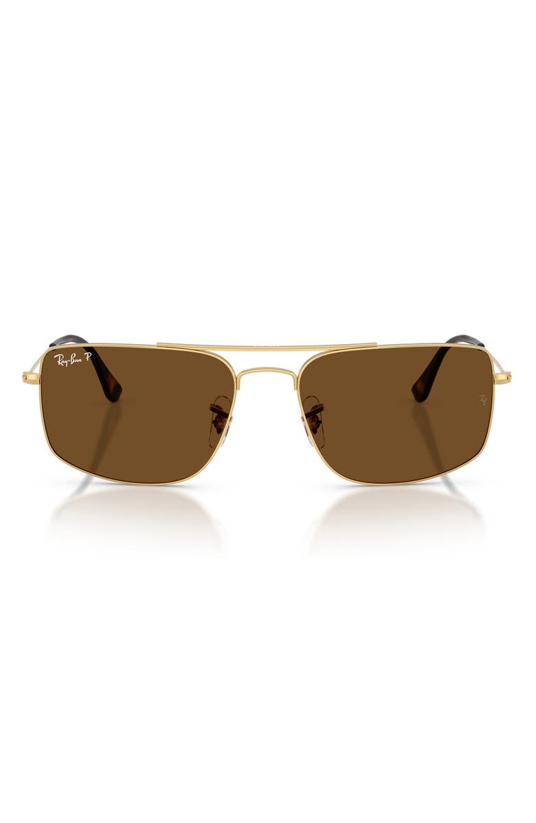 Ray-Ban 59mm Explorer 3 Polarized Square Sunglasses, Main, color, Arista / Polar Brown