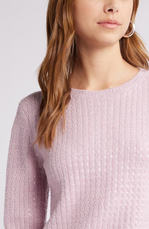Open Edit Sequin Crewneck Sweater In Purple Dawn