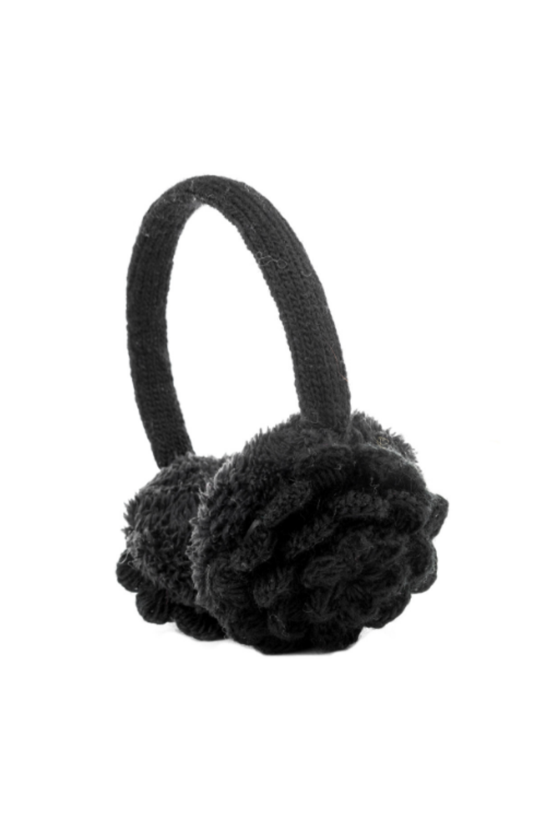 Nirvanna Designs Camellia Earmuffs, Main, color, Black/Black