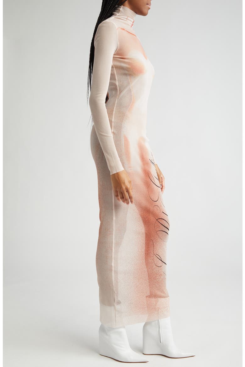 The 'Le Classique' Trompe l'Oeil Long Sleeve Mesh Dress, Alternate, color, PALE PINK/ DUSTY PINK