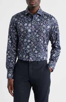 Modern Fit Floral Non-Iron Cotton Twill Dress Shirt