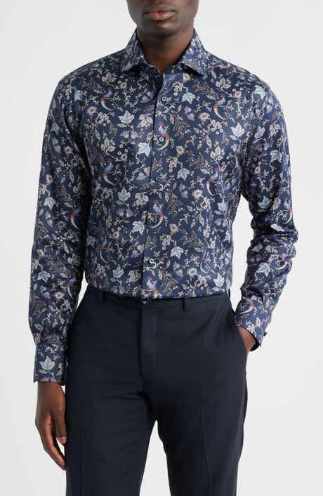 Modern Fit Floral Non-Iron Cotton Twill Dress Shirt