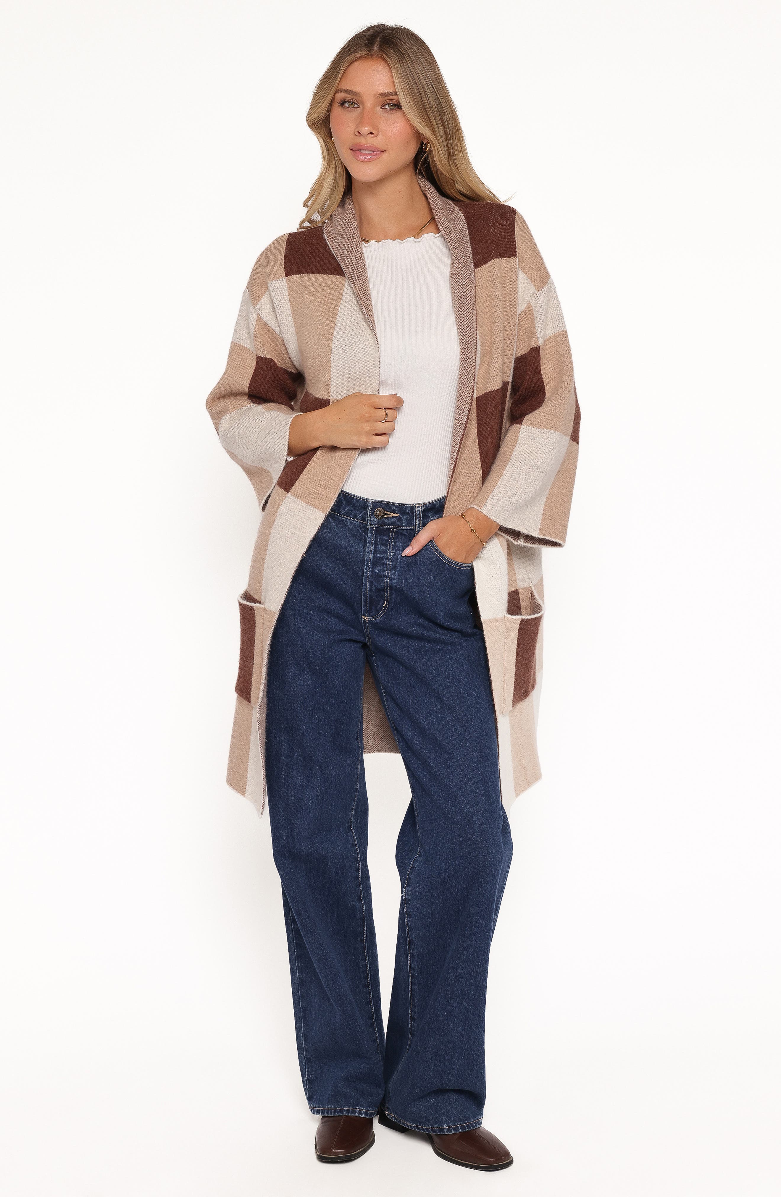 Ecoya Check Longline Cardigan - image 2