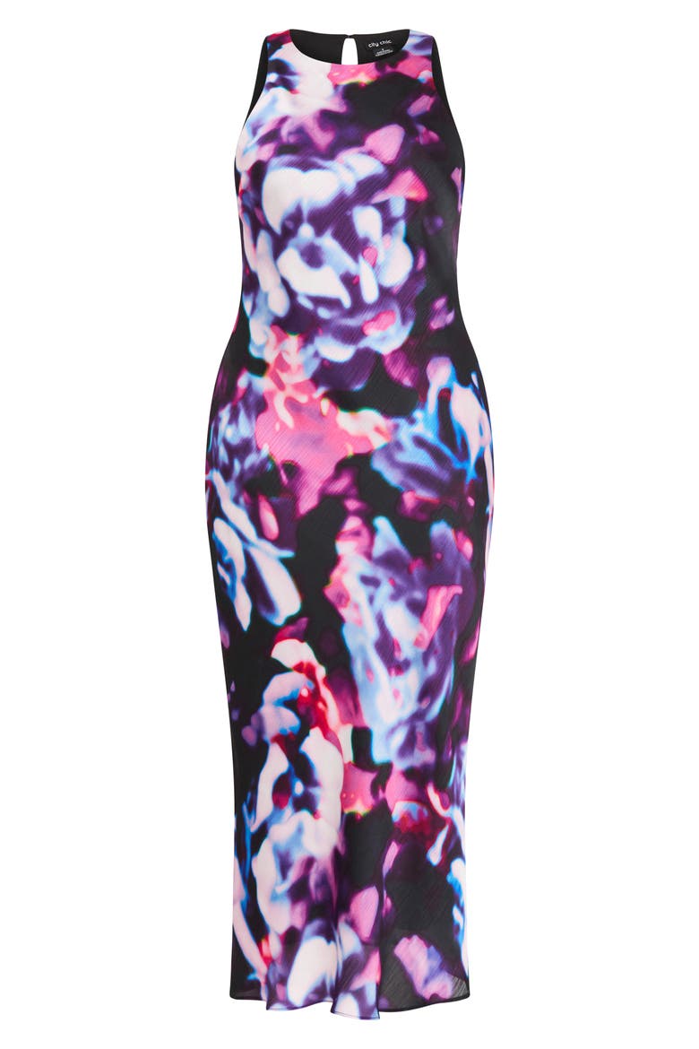 Blurred Floral Print Sheath Dress, Alternate, color, NEON LIGHTS