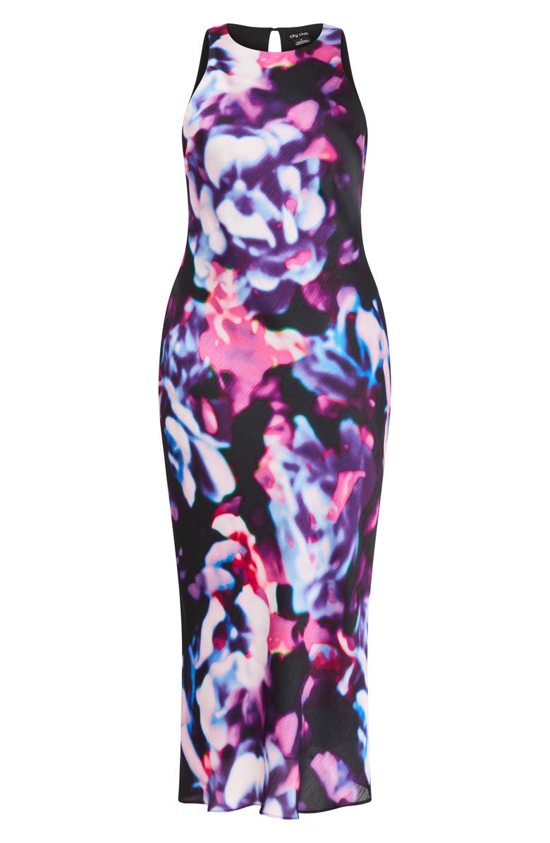City Chic Blurred Floral Print Sheath Dress, Alternate, color, Neon Lights