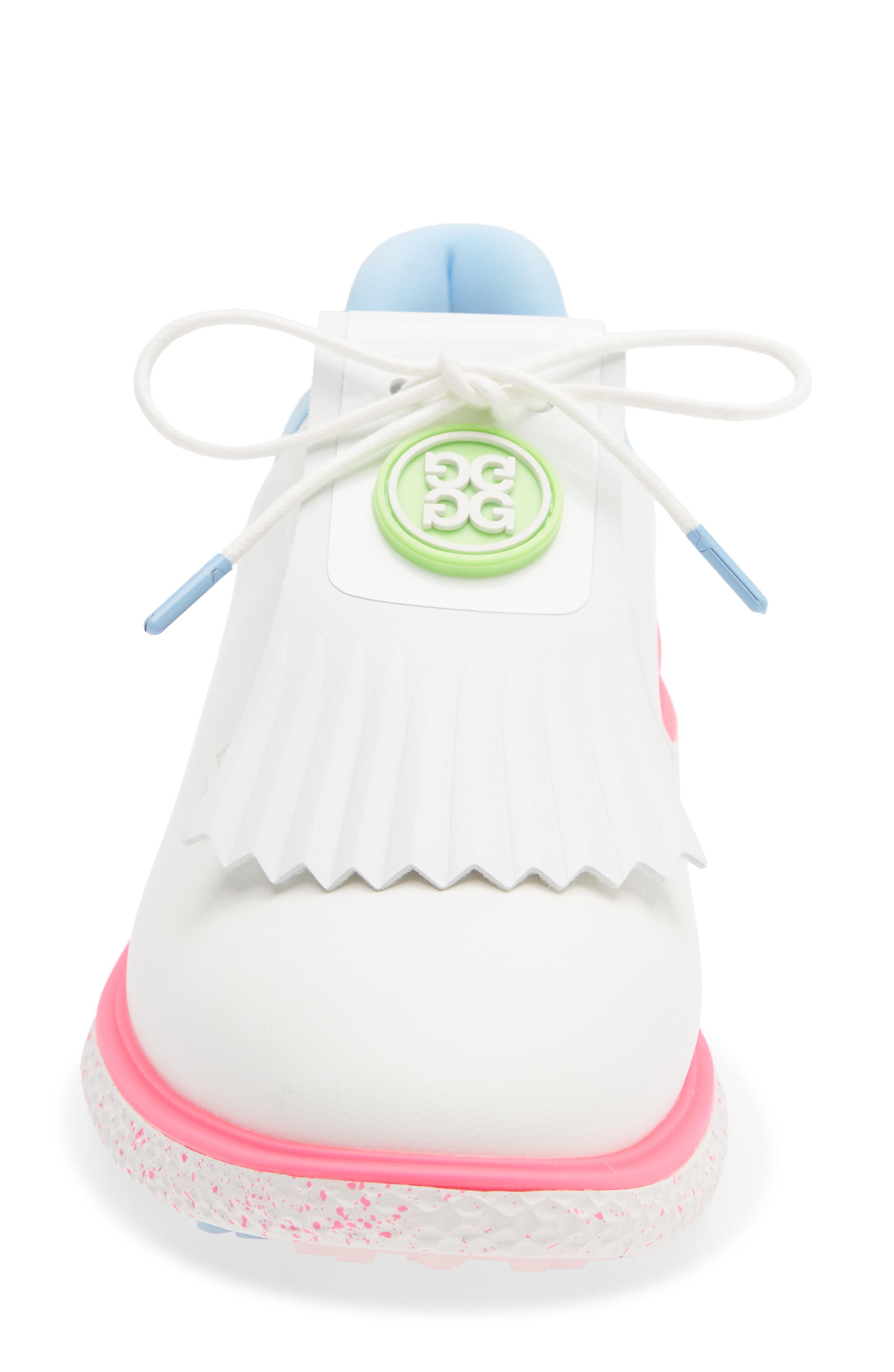 Gallivant2r Perforated Kiltie Golf Shoe, Alternate, color, SNOW/ BLUSH