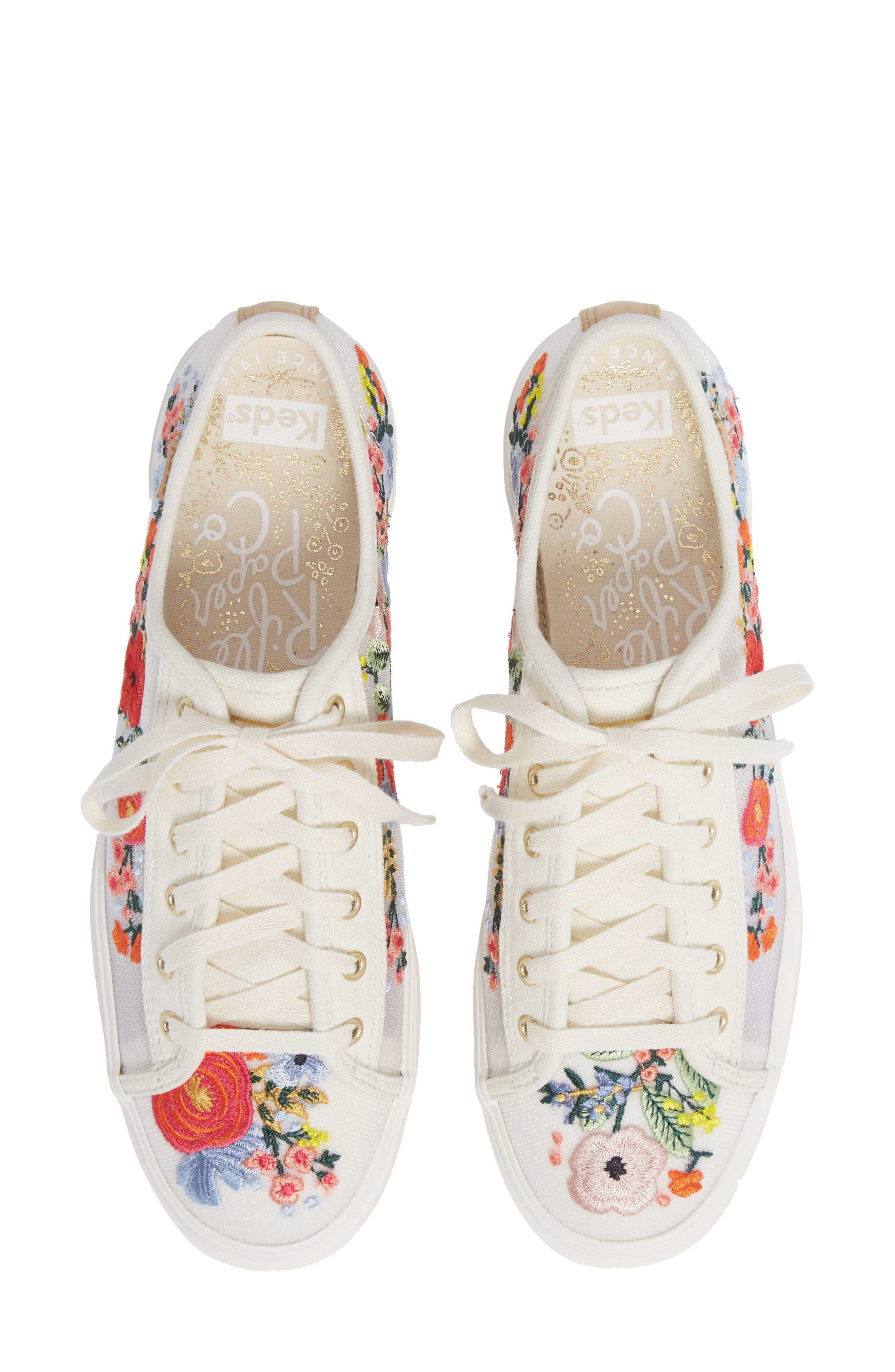 Keds<sup>®</sup> x Rifle Paper Co. Triple Kick Floral Embroidered Mesh Sneaker, Main, color, 