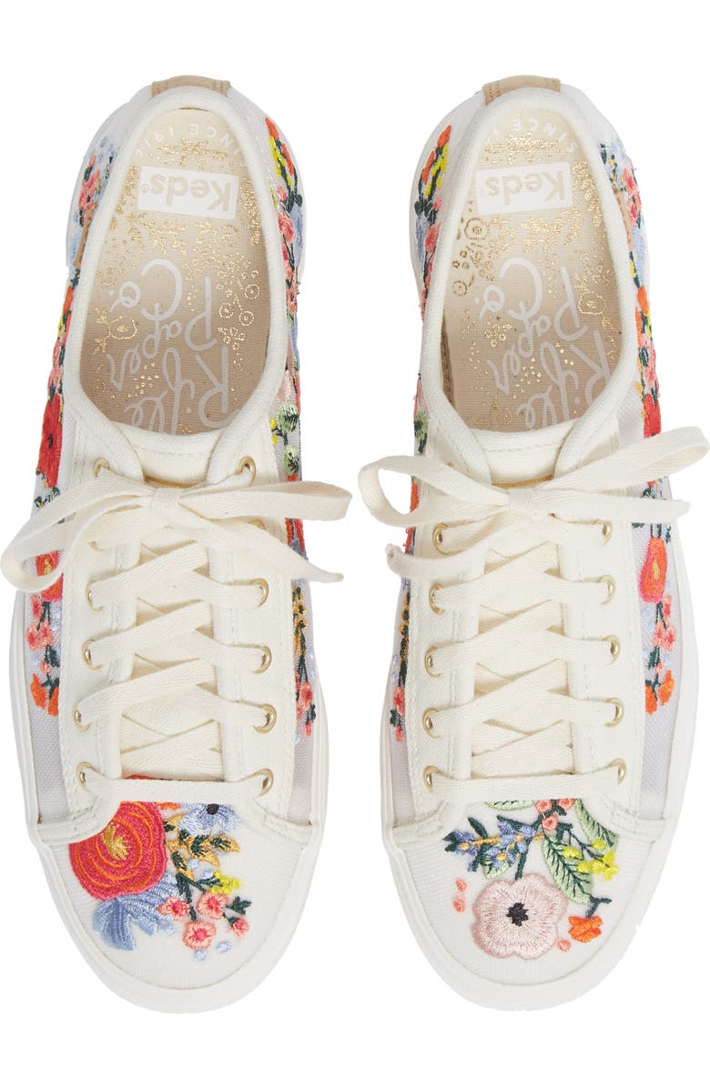 Keds<sup>®</sup> x Rifle Paper Co. Triple Kick Floral Embroidered Mesh Sneaker, Main, color,