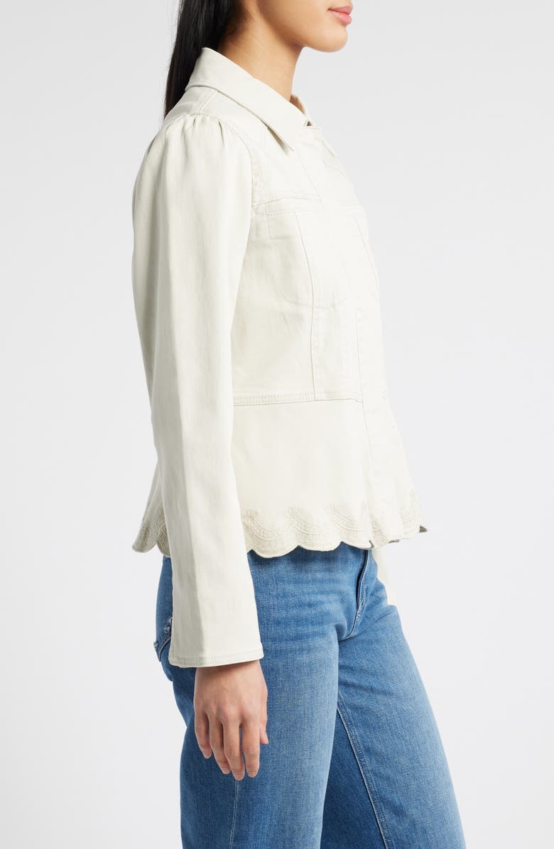 Wit & Wisdom Puff Shoulder Peplum Denim Jacket, Alternate, color, 