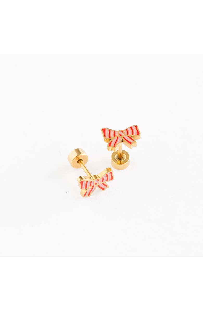 Pip Pop Striped Bow Stud Earrings, Alternate, color, Striped Red