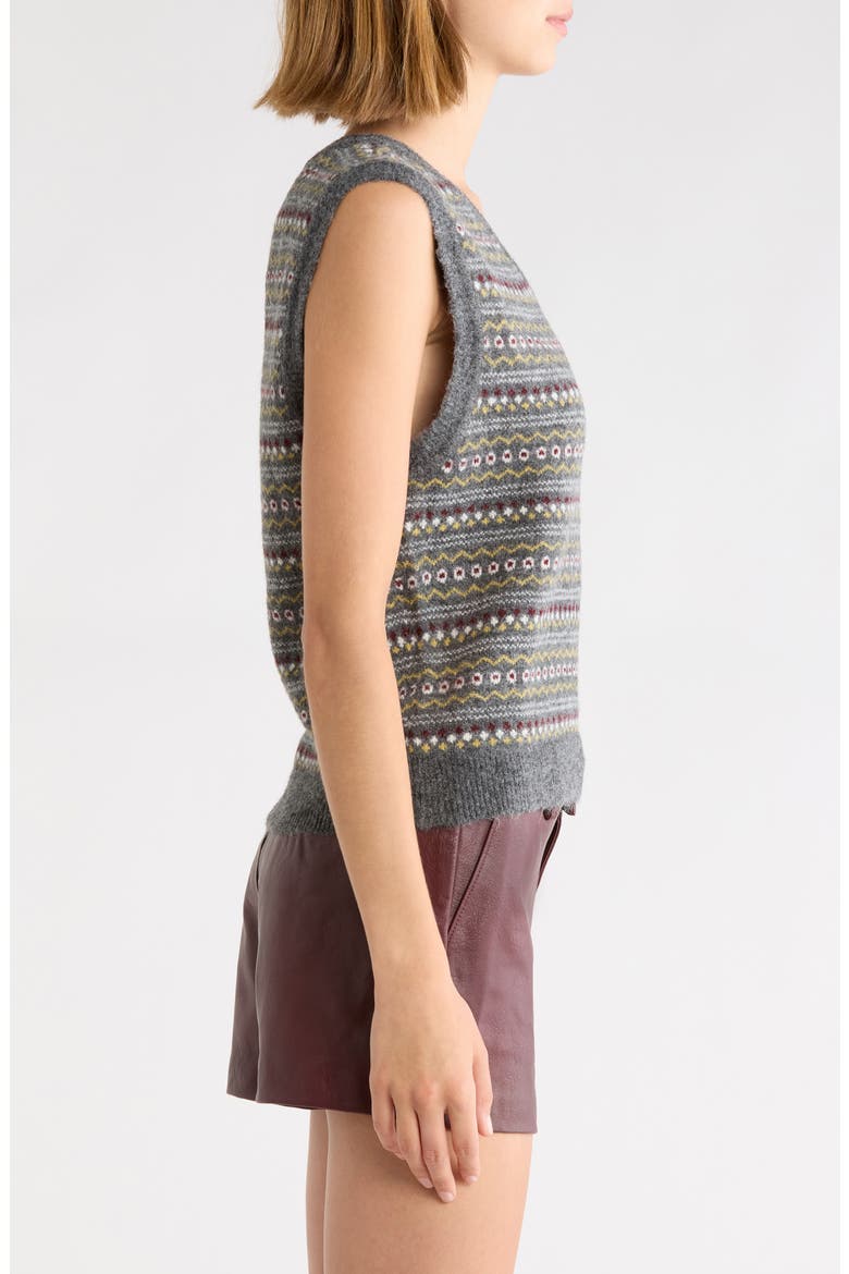 Nevin Fair Isle Sweater Vest, Alternate, color, GREY STRIPE
