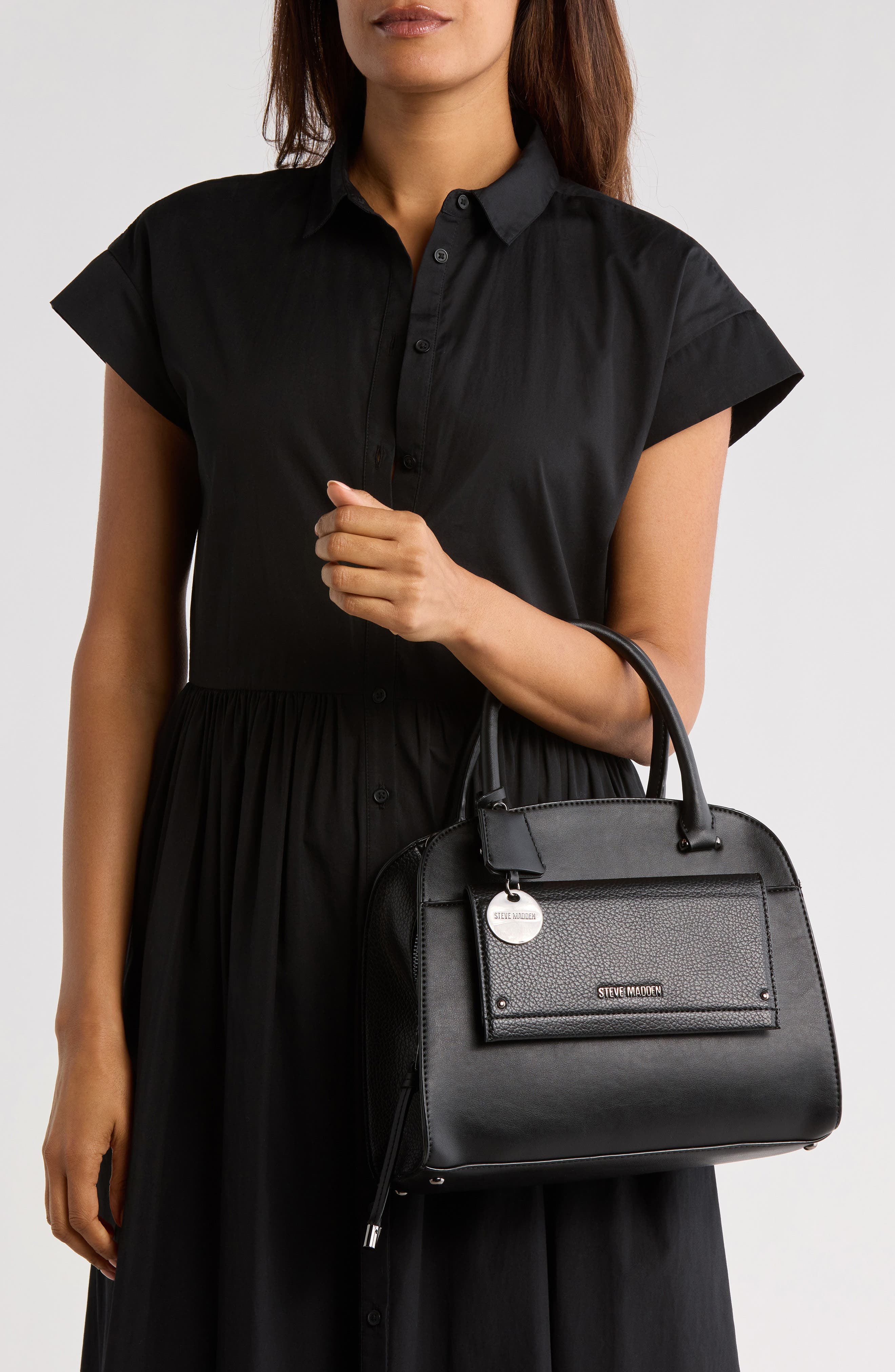 Steve Madden Donegal Satchel, Alternate, color, Black Pebble