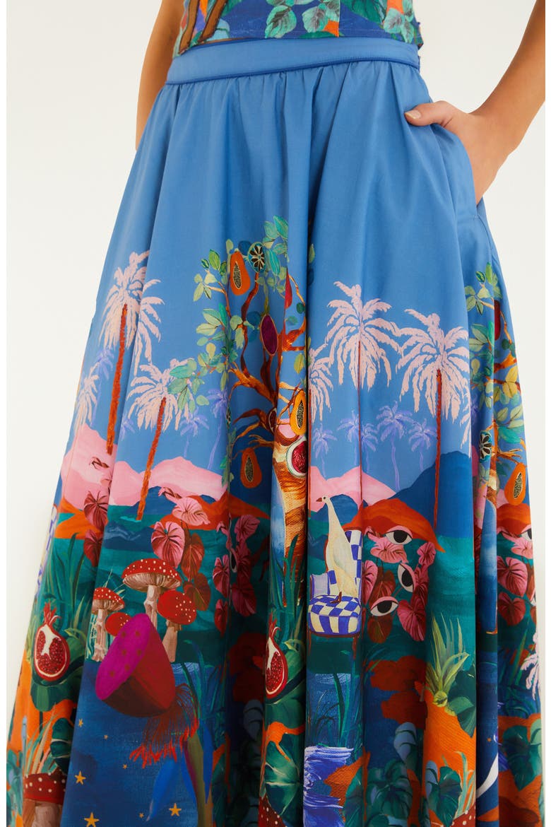 Dream Landscape Organic Cotton Maxi Skirt, Alternate, color, MULTICOLOR