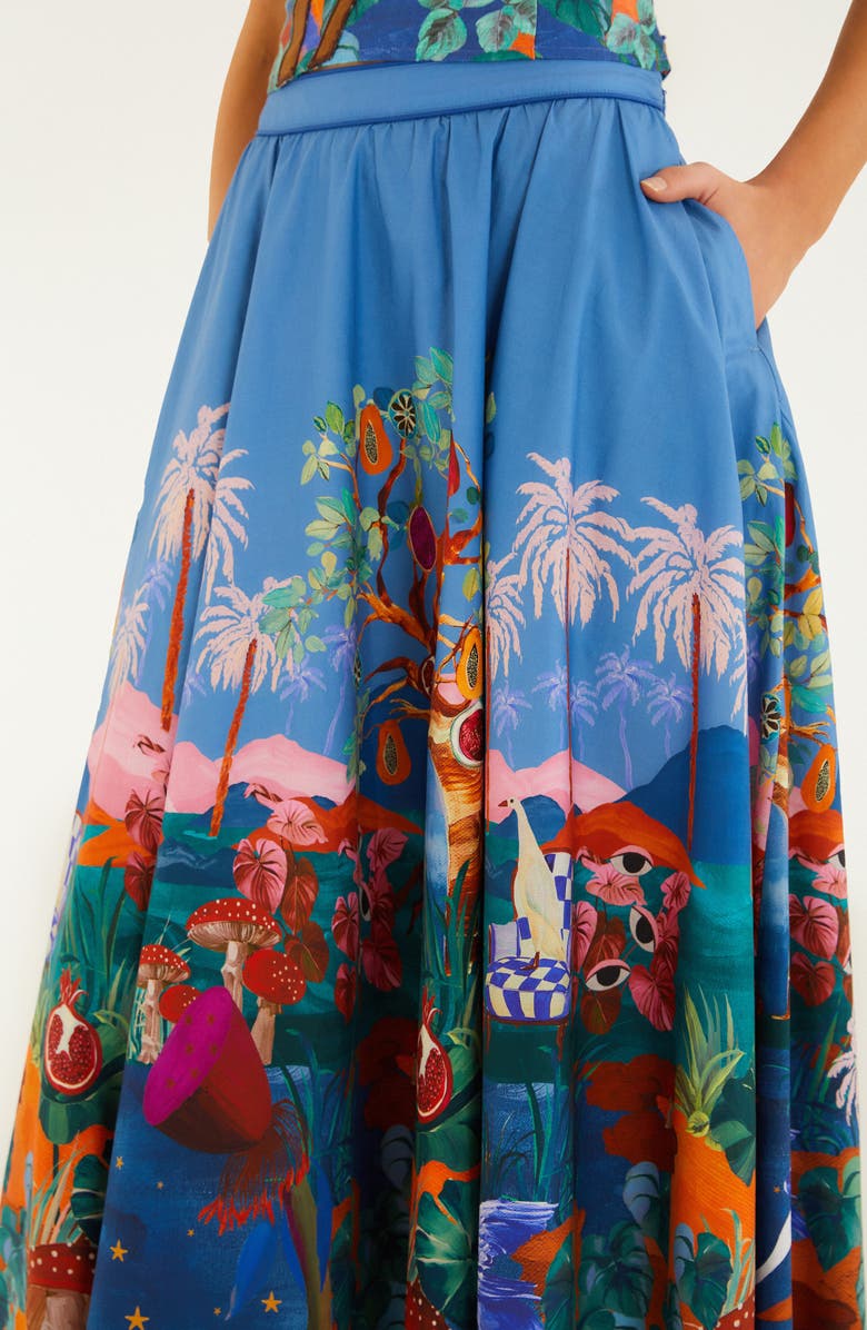 FARM Rio Dream Landscape Organic Cotton Maxi Skirt, Alternate, color, Multicolor