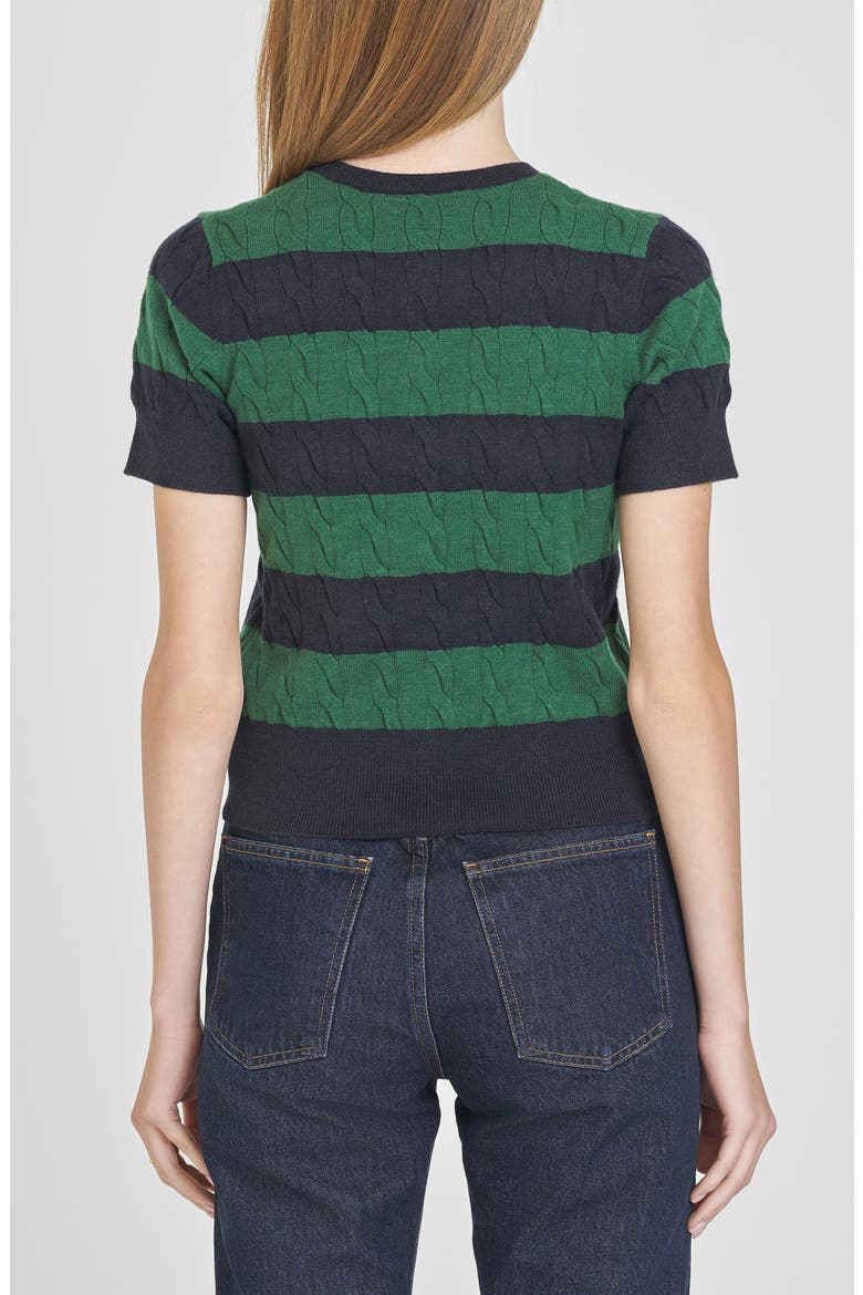 Lucille Stripe Cable Cardigan, Alternate, color, NAVY STRIPE