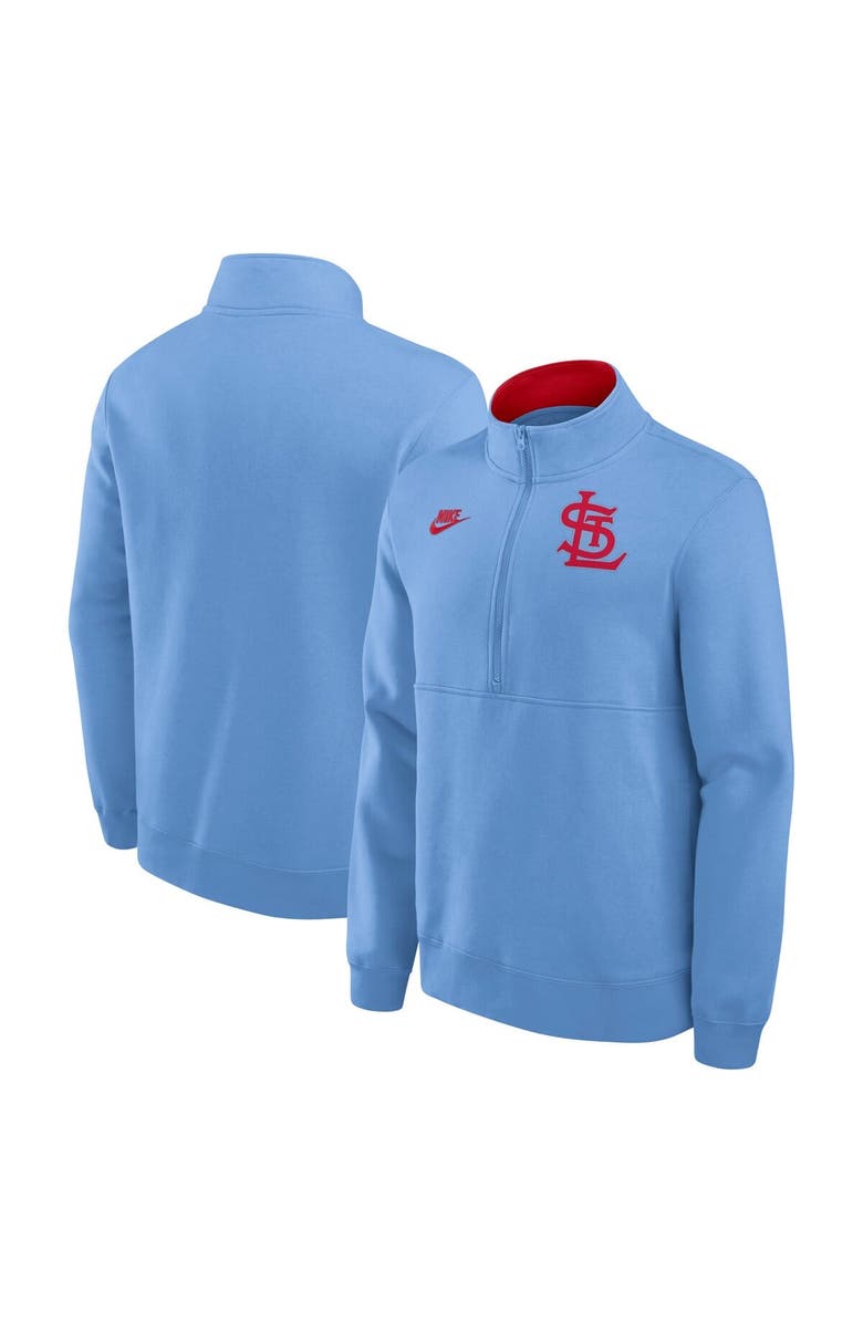 Nike Men's Nike Light Blue St. Louis Cardinals Cooperstown Collection Fleece Half-Zip Pullover, Alternate, color,