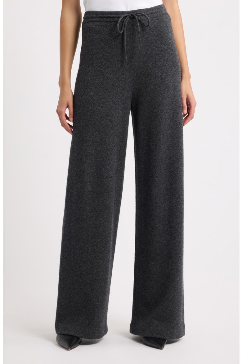 Wide Leg Cashmere Track Pants, Main, color, CHARCOAL - A00