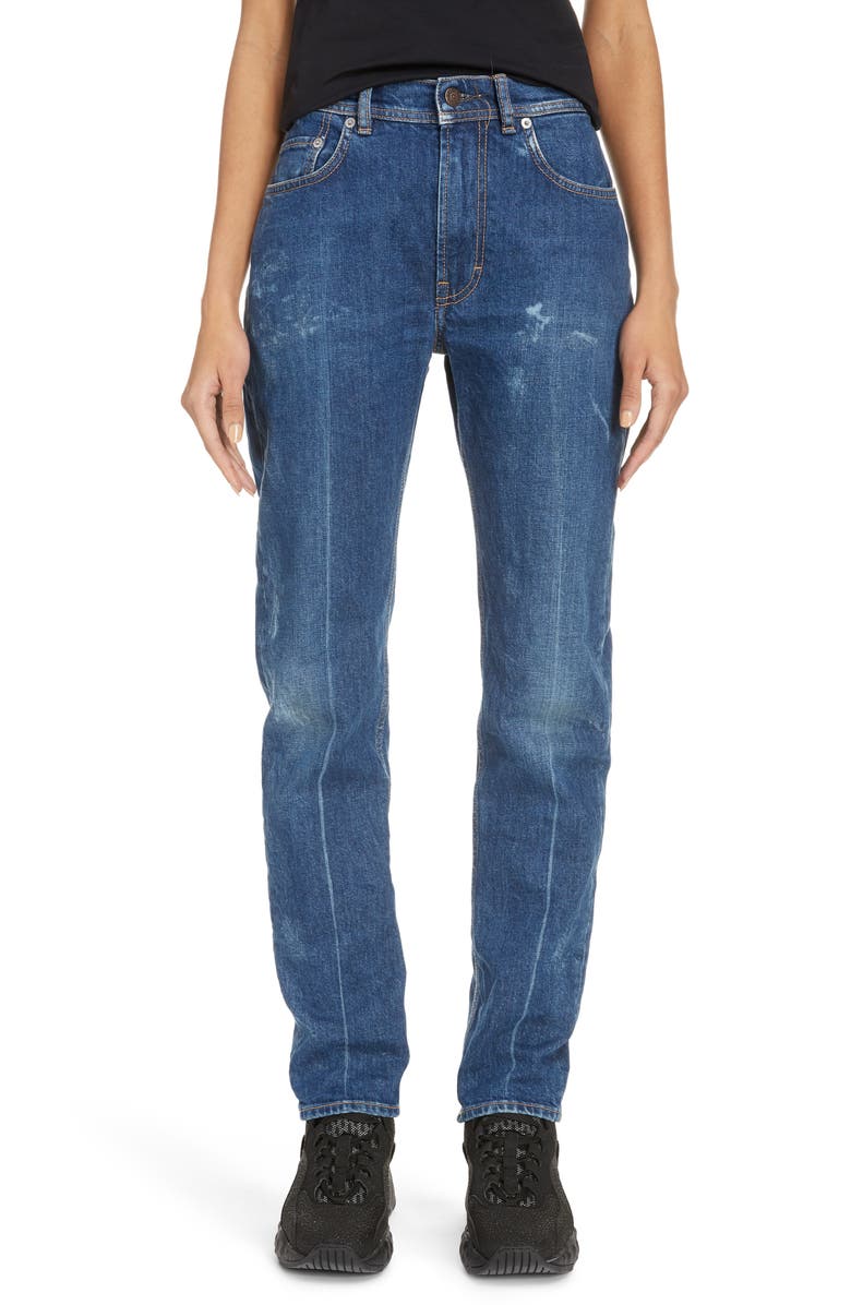 Acne Studios Melk Creased High Waist Slim Crop Jeans, Main, color, 