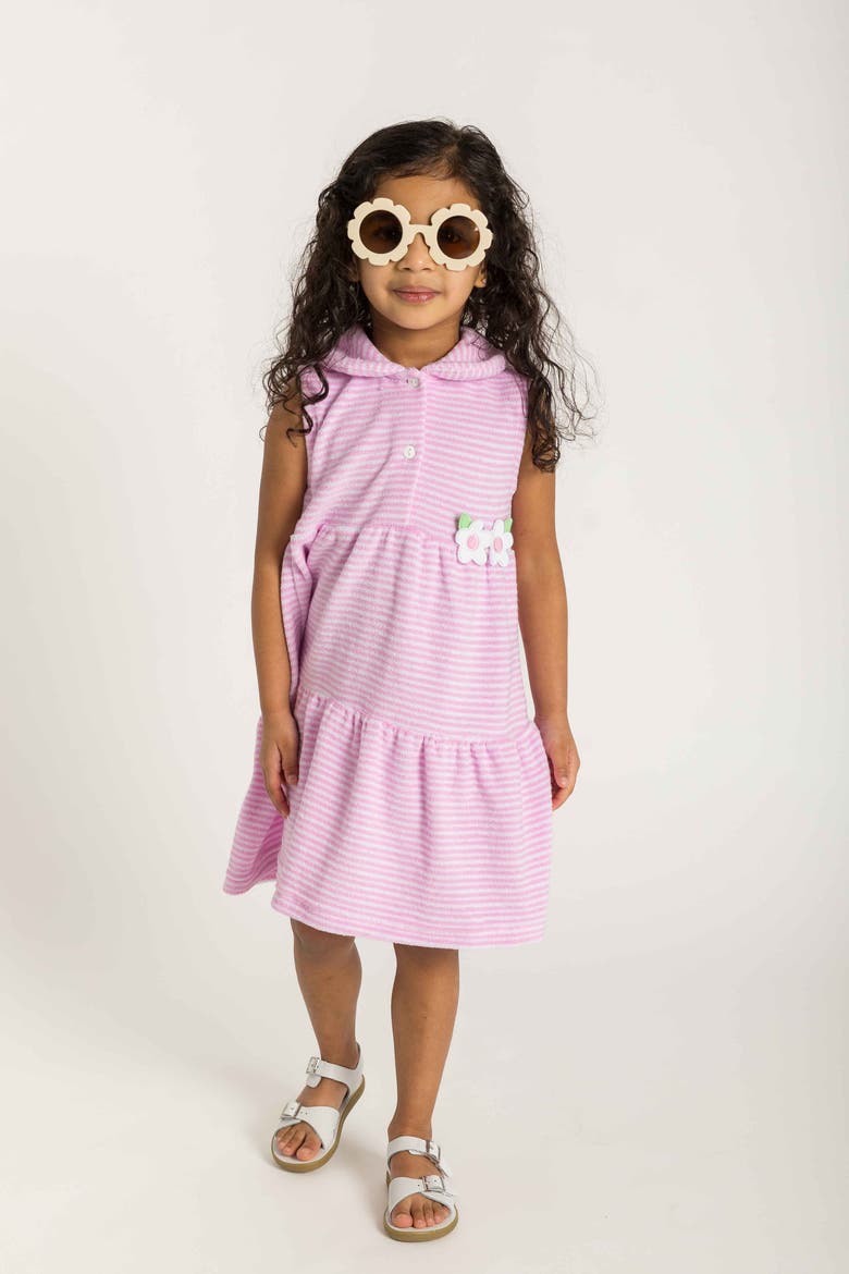 Stripe Terry Dress with Flowers, Alternate, color, Pink/White
