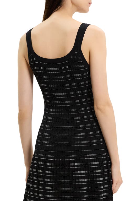 Theory Ribbed Contrast Stripe Tank In Black