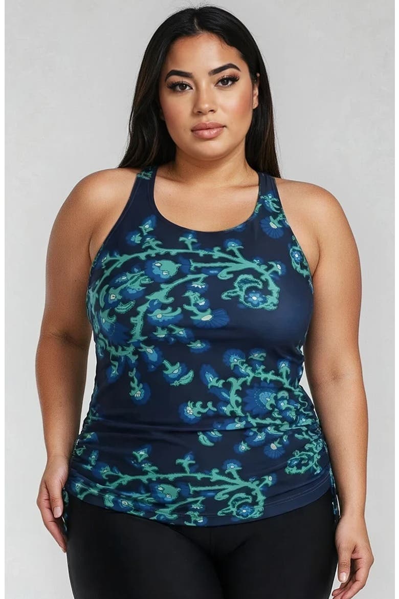 Plus Size Maya Tankini Swim Top With Built-in Bra, Main, color, Barbados Blue