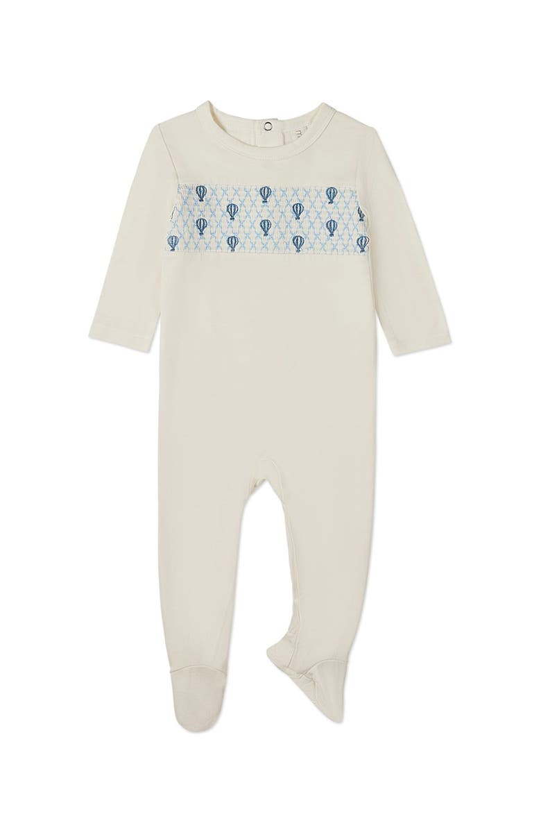 MiniMoi Hot Air Balloon Smocked Rayon Footie, Main, color, Winter White