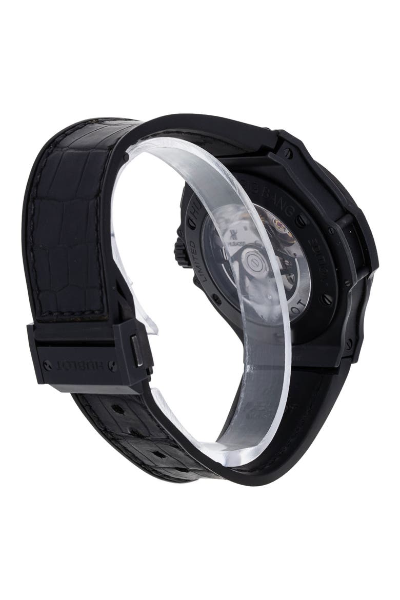 Hublot Preowned 2017 Big Band Automatic Leather Strap Watch, 44mm, Alternate, color, BLACK
