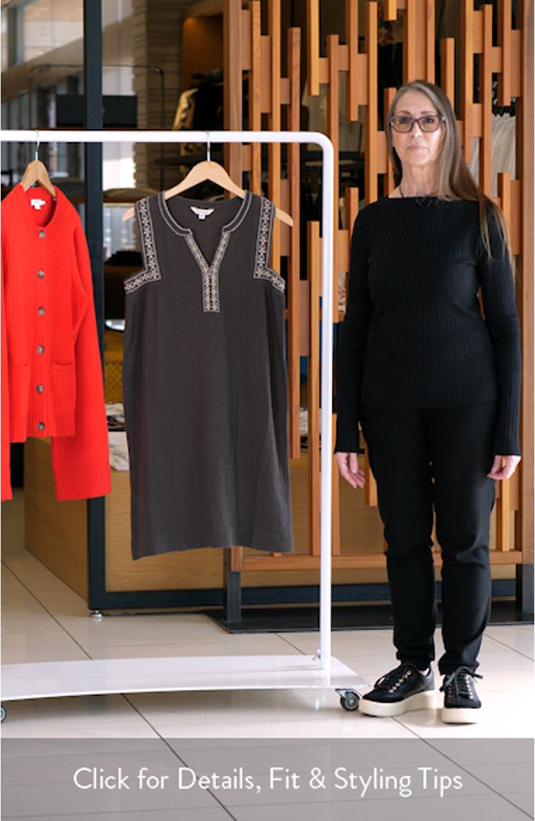 Embroidered Sleeveless Shift Minidress, sales video thumbnail