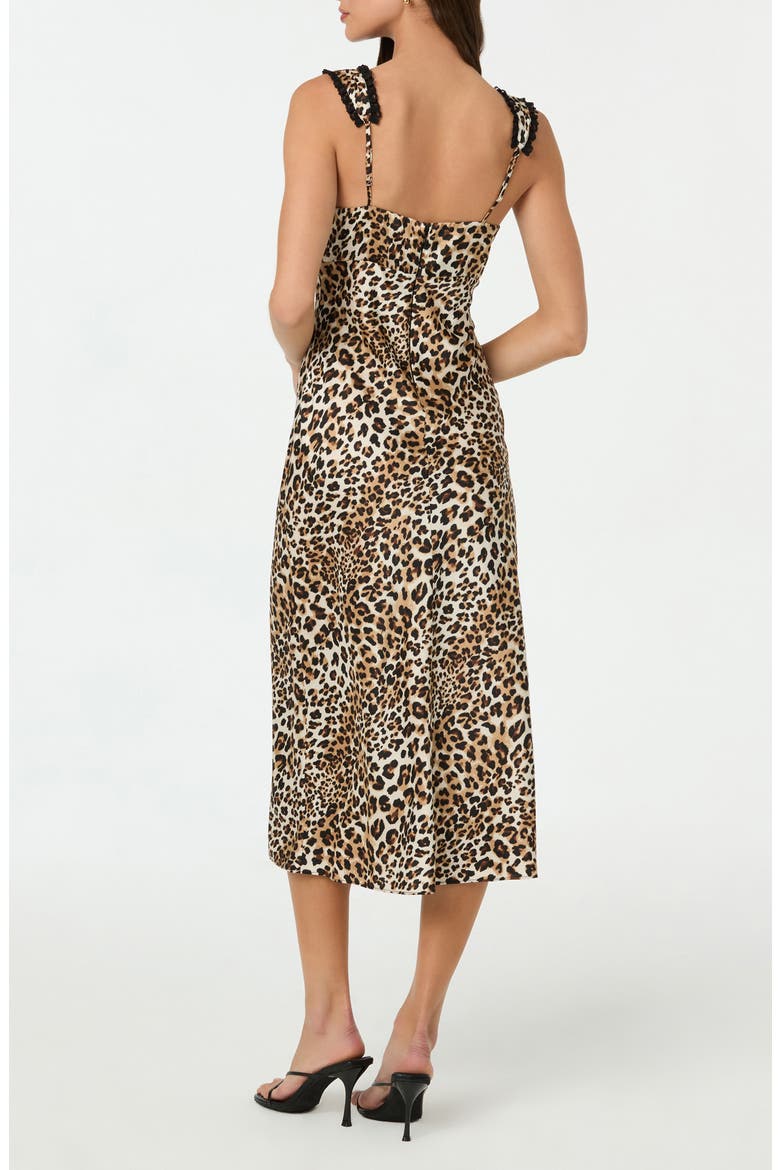 Lace Trim Satin Slipdress, Alternate, color, LEOPARD PRINT