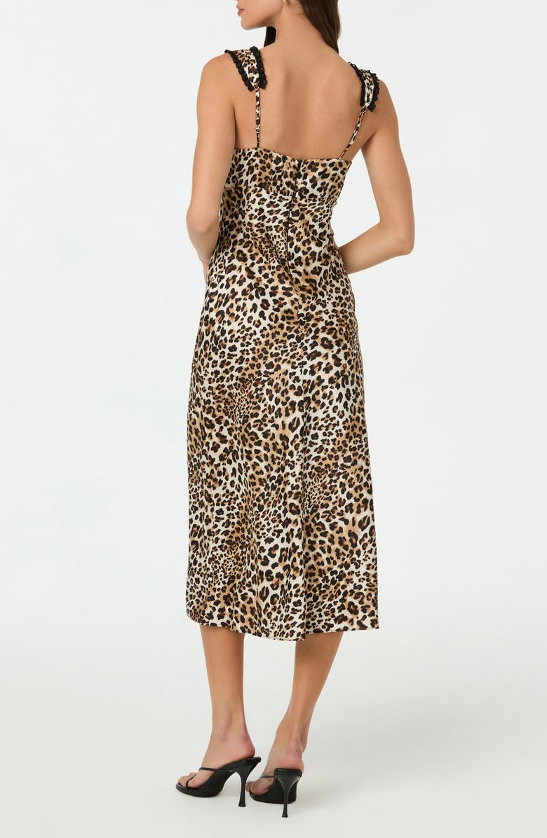 ASTR the Label Lace Trim Satin Slipdress, Alternate, color, Leopard Print