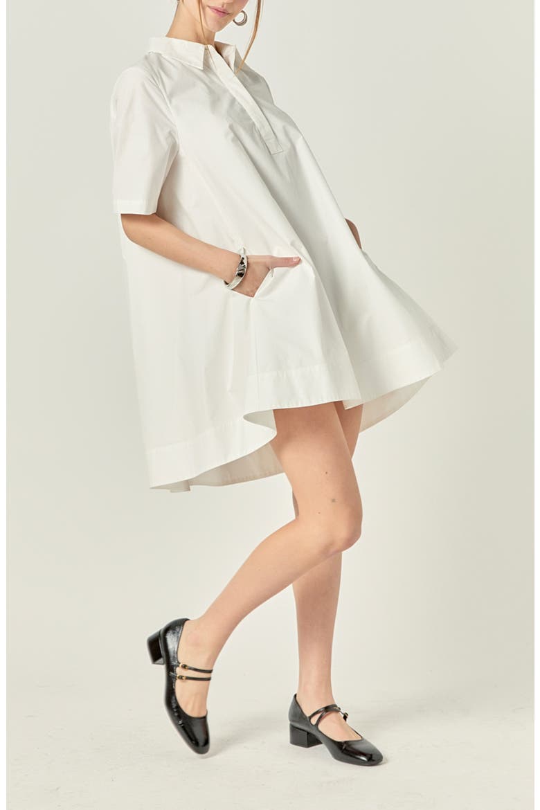 Trapeze Cotton Shirtdress, Alternate, color, WHITE