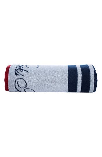Brooks Brothers Nautical Blanket Stripe Turkish Cotton Bath Towel In White