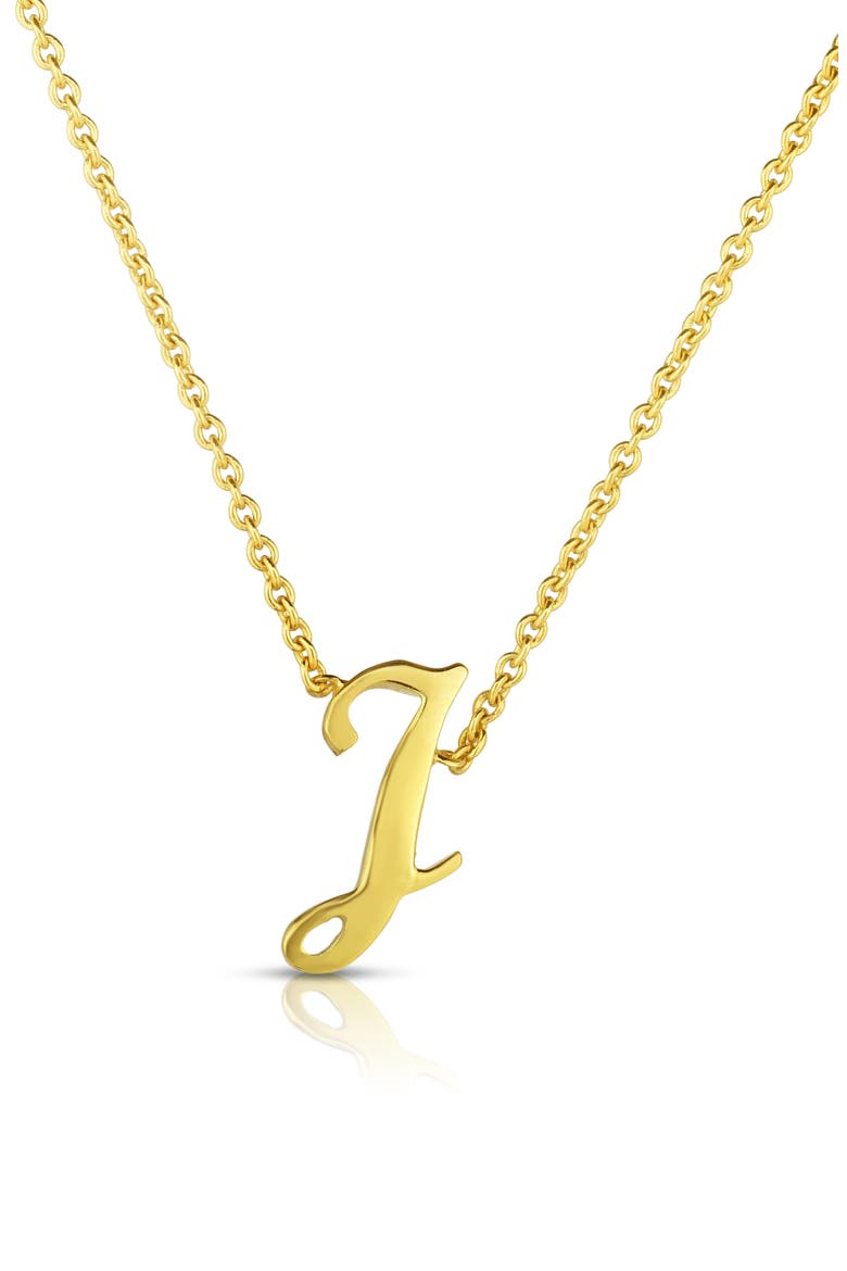 Robert Coin Cursive Initial Pendant Necklace, Main, color, YELLOW GOLD - J
