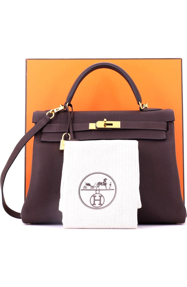 Pre-Owned Hermes Kelly Handbag Brown Togo with Gold Hardware 32, Alternate, color, Havane