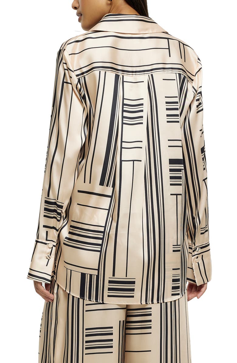 River Island Oversize Satin Button-Up Shirt, Alternate, color, 