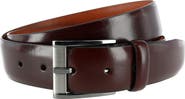 Trafalgar Men's Matteo 35mm Feather Edge Leather Dress Belt with Italian Buckle
