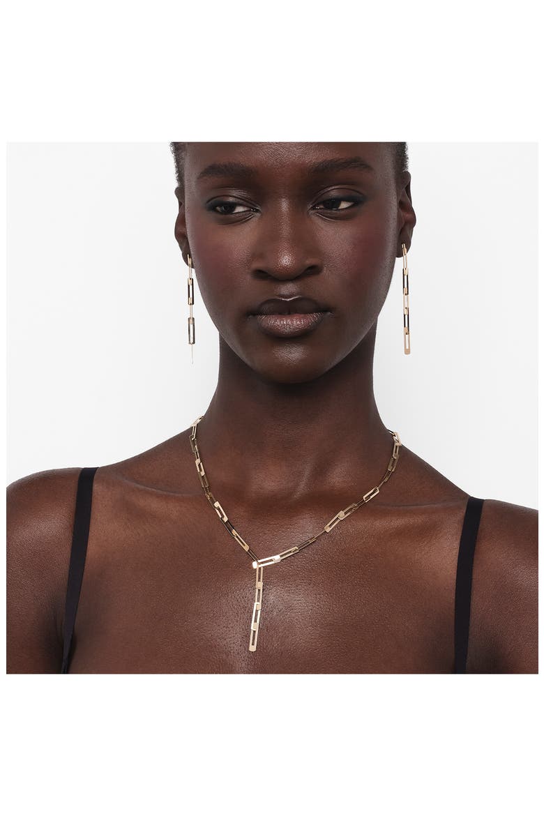 14K Gold Laser Interlocking Drop Earrings, Alternate, color, GOLD