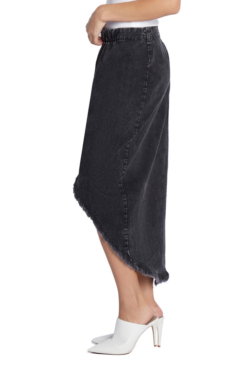 Wash Lab Denim Button Front Denim Faux Wrap Skirt, Alternate, color,