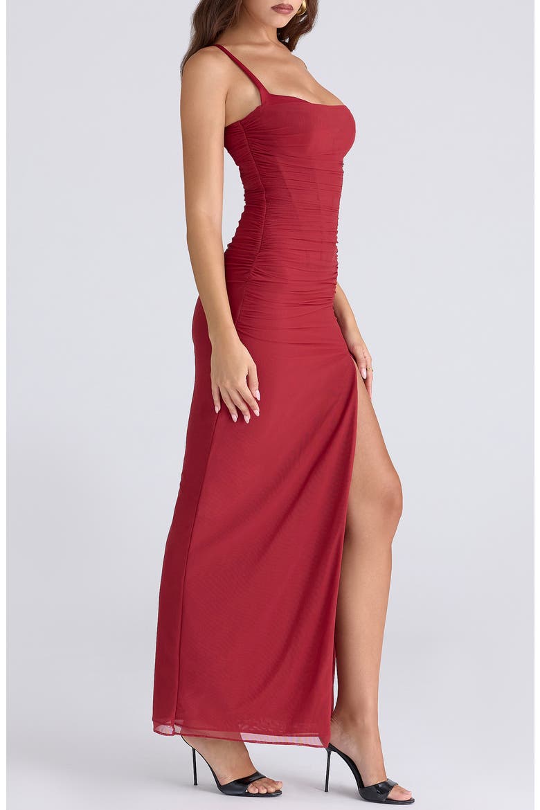 Lini Sleeveless Mesh Gown, Alternate, color, RED