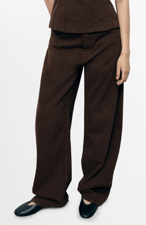 Mango Mid Rise Balloon Jeans In Brown