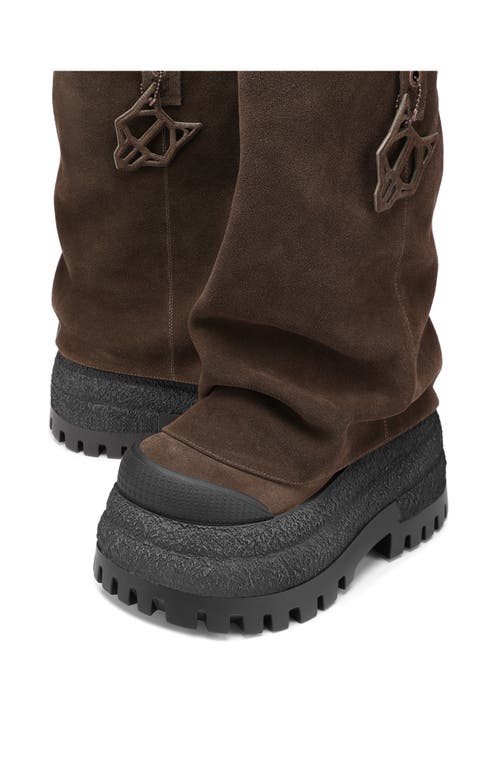Naked Wolfe Disturb Platform Hooded Boot In Chocolate-suede