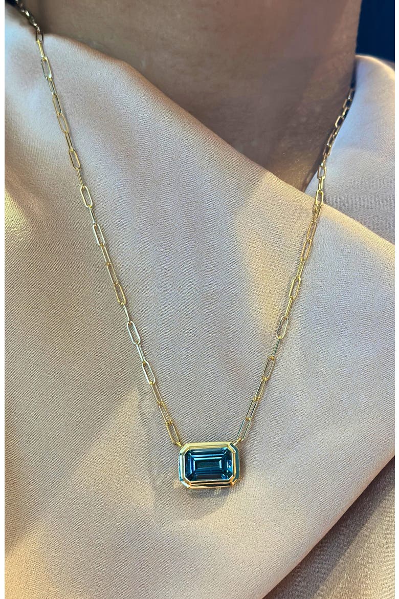 Manhattan Emerald Cut Pendant Necklace, Alternate, color, DEEP BLUE