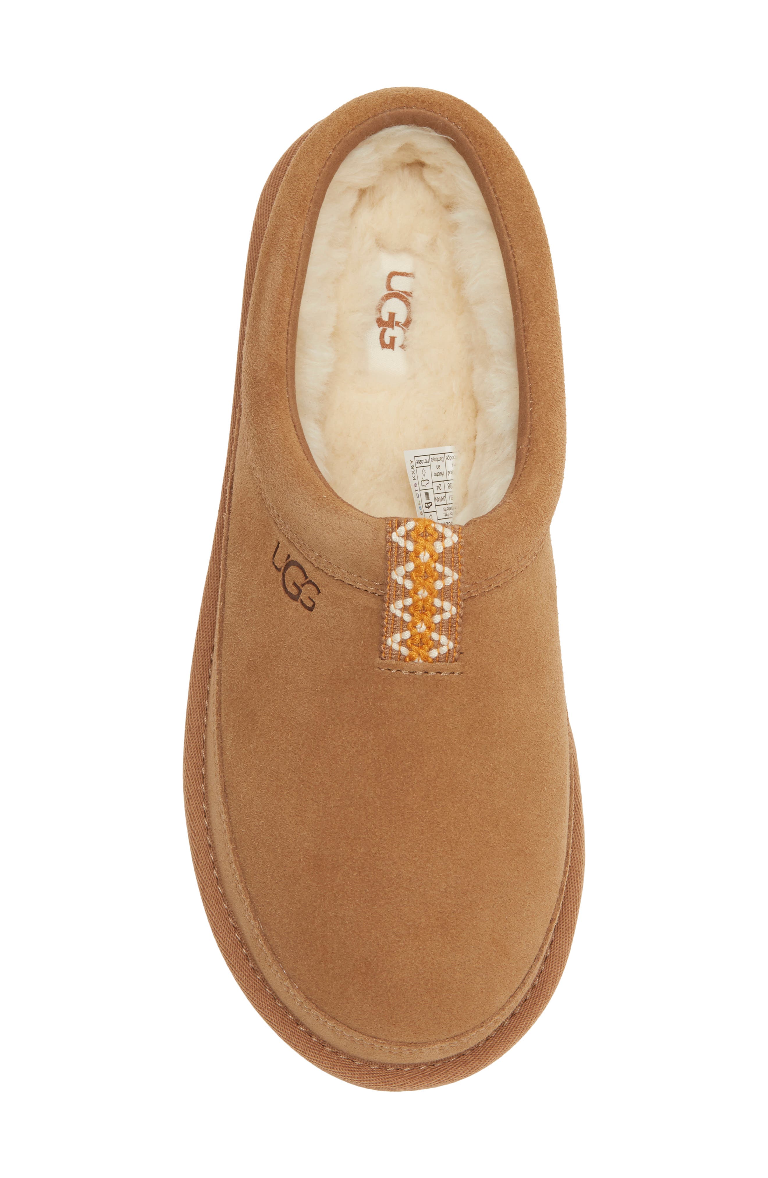 Rozman Leather Genuine Shearling Slipper, Alternate, color, CHESTNUT