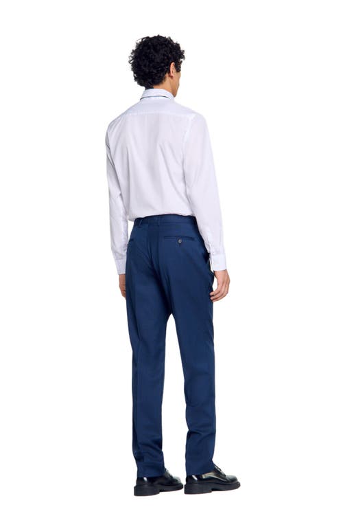 Sandro Wide Leg Wool Blend Suit Trousers In Royal Blue