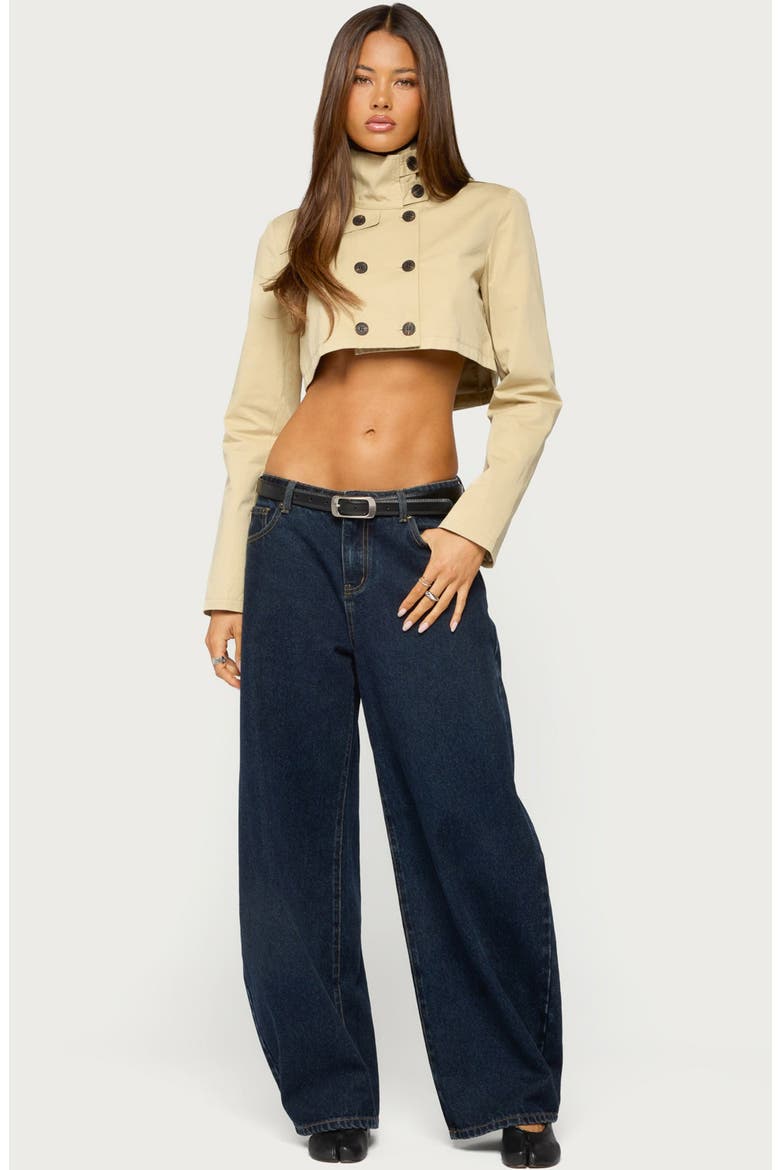 Saima High Neck Cropped Trench Jacket, Alternate, color, TAN