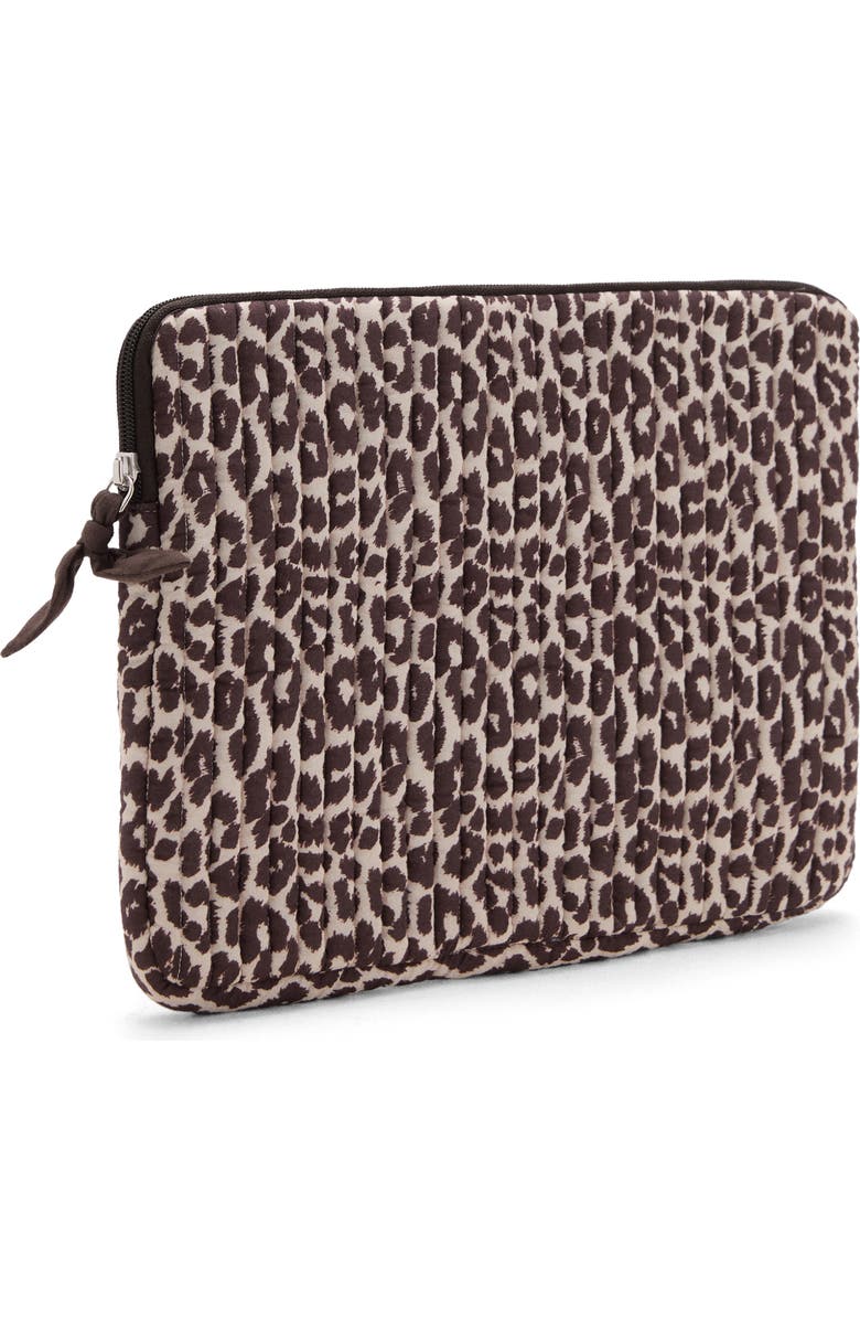 MANGO TEEN Leopard Print Quilted Cotton Laptop Case, Main, color,