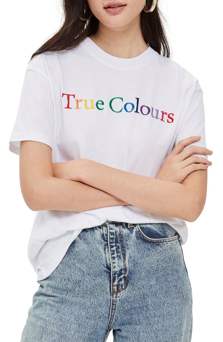 Topshop by And Finally True Colours Boyfriend Tee, Main, color, 